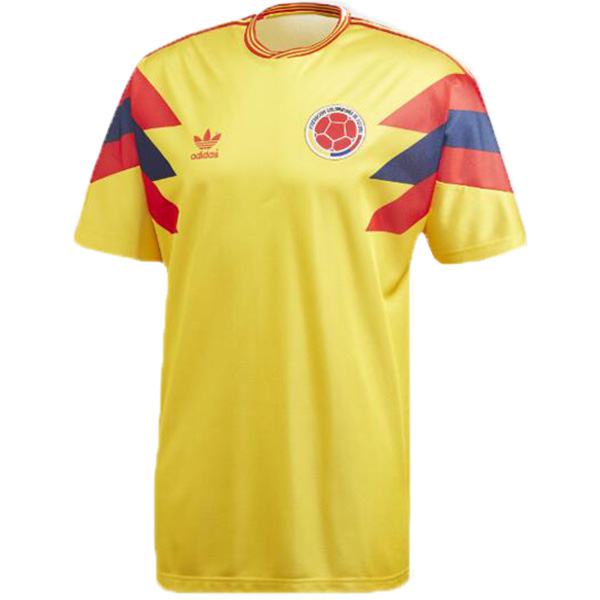 Colombia home retro soccer jersey maillot match men's sportswear football shirt yellow 1990